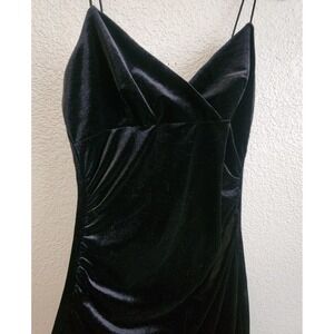 Y2K Velvet Maxi Dress Black Goth‎ Slip Witchy La Belle USA Grunge Babydoll M